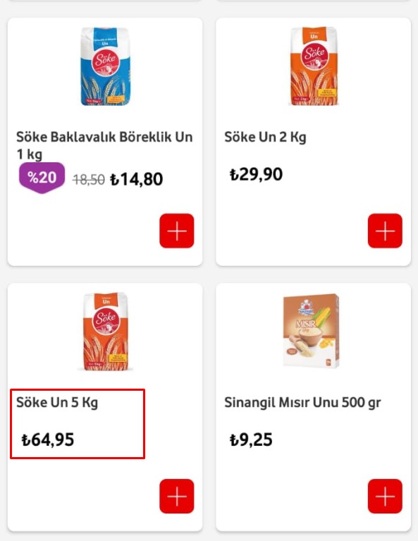 Vodafone Market Ramazan İndirimi Kampanyası: 30'lu Yumurta 14.90 TL, 5 KG Söke Un 34.95 TL, 1 LT Zeytin Yağı 15 TL