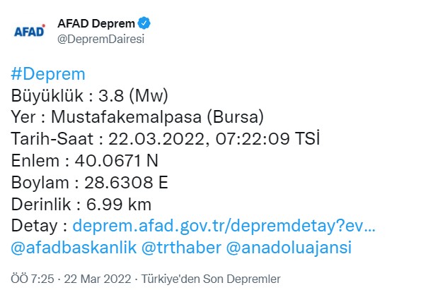 Son Dakika AFAD, Kandilli Deprem Haberi: Bursa'da Deprem Mi Oldu, Kaç Şiddetinde, Merkez Üssü Neresi?