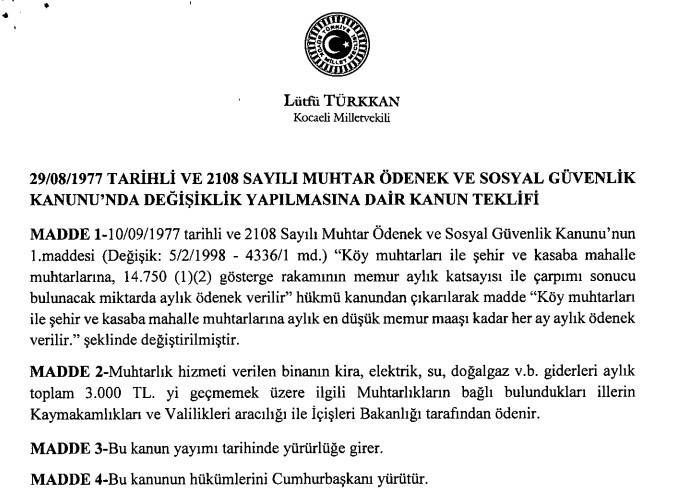 Muhtarlar İçin Kanun Teklifi Hazırlandı! Muhtar Maaşına Ek Zam, Aylık 3 Bin TL Elektrik, Doğalgaz, Kira Yardımı