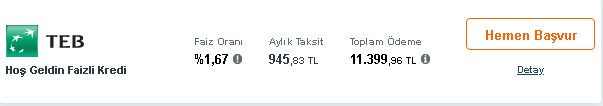 Herkesin Tanışmak İsteyeceği Kredi TEB'de! Ayda Bin Liradan Az Taksitle 10.000 TL İhtiyaç Kredisi!