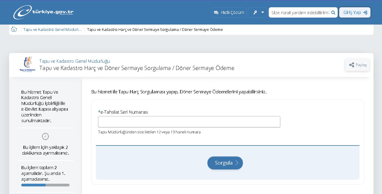 Tapu Harcı Nasıl Sorgulanır? GİB E-Devlet Tapu Harcı Sorgulama Ekranı