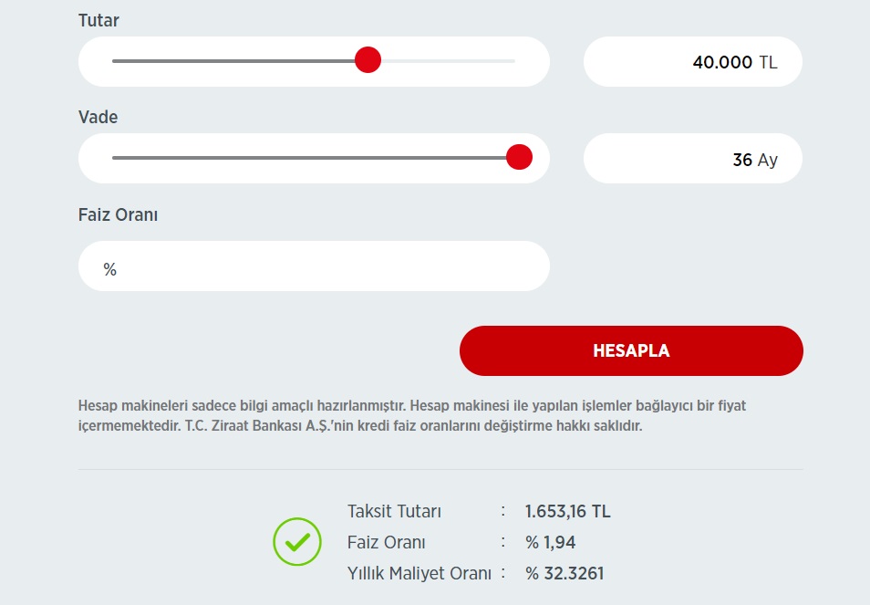 Ziraat Bankası 40 Bin TL, 60 Bin TL, 80 Bin TL ihtiyaç Kredisi Taksit Tabloları Yenilendi!