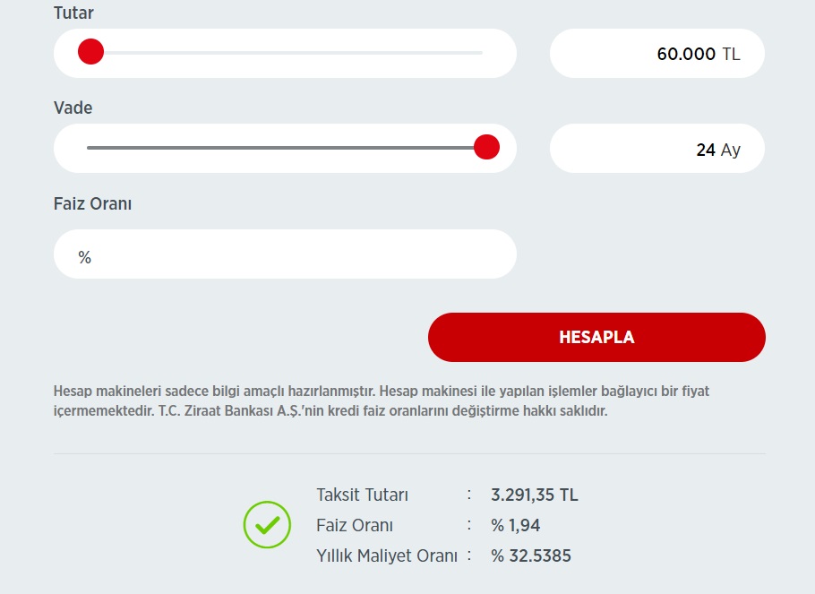 Ziraat Bankası 40 Bin TL, 60 Bin TL, 80 Bin TL ihtiyaç Kredisi Taksit Tabloları Yenilendi!