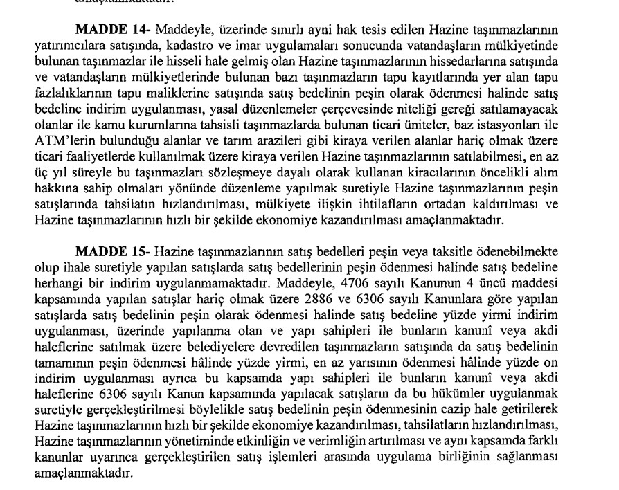 Yeni Torba Yasa Kanun Teklifi Meclise Geliyor: Peşin Para Hazine Arazisi Alana Yüzde 20 İndirim!