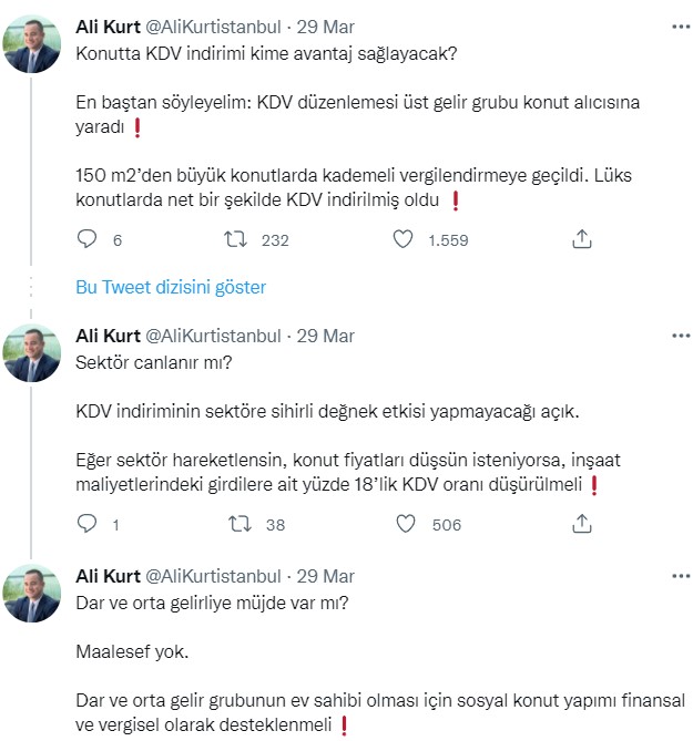 KİPTAŞ Genel Müdürü Kurt'tan Konutta KDV Düzenlemesi Tepkisi: Üst Gelir Grubuna Yaradı!