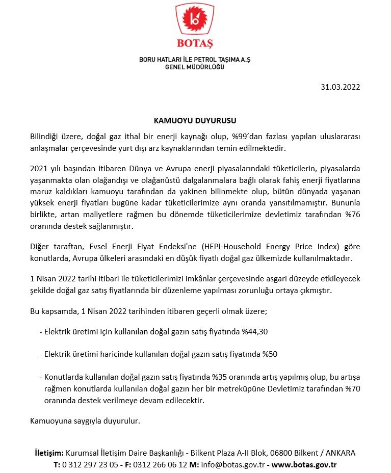 Doğalgaza Kombiyi Kapattıracak Zam! Nisan 2022 Doğalgaz Fiyatları 1 Metreküp Kaç TL, 100 TL ye Kaç M3 Alınır?