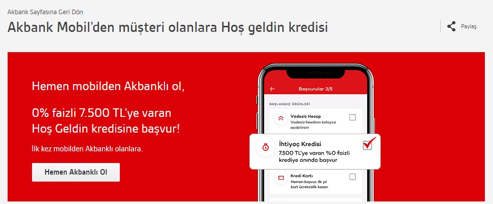 Akbank Çıtayı Yükseltti, Yeni Müşterisi Olanlara 12 Ay Vadeli 7.500 TL Faizsiz Kredi Müjdesi Verdi!