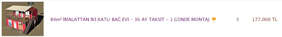 177 Bin TL'ye Villa Tipi, Çift Katlı, 84 Metrekare Prefabrik Ev 36 Ay Taksitle Satılıyor!