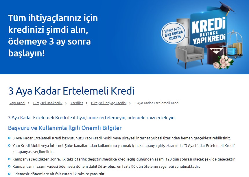 Yapı Kredi Bankası Erken Bayram Kredisi Kampanyası: Hemen Al 3 Ay Sonra Ödemeye Başla