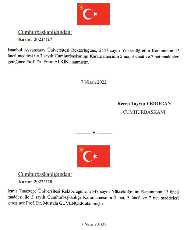 Yeni Rektör Atamaları Nisan 2022 Kararları! Rektör Ataması Yapılan Üniversiteler ve Atanan Rektörler Kimler?