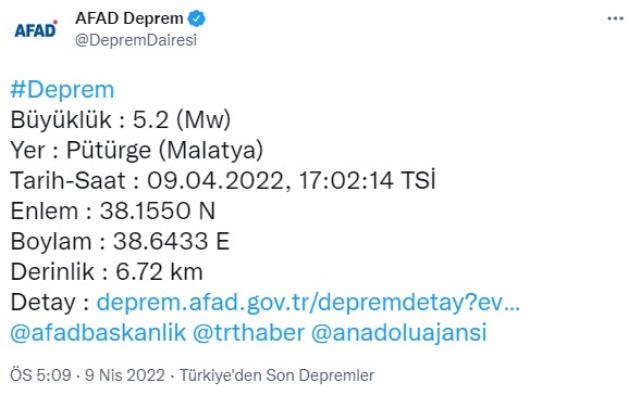 Son Dakika! Malatya'da çok şiddetli deprem Elazığ, Diyarbakır, Adıyaman ve Şanlıurfa'da hissedildi