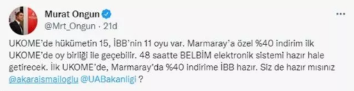 İBB Sözcüsünden Ulaştırma Bakanlığı'na Zam Resti: Yüzde 40'lık İndirime Biz Hazırız!