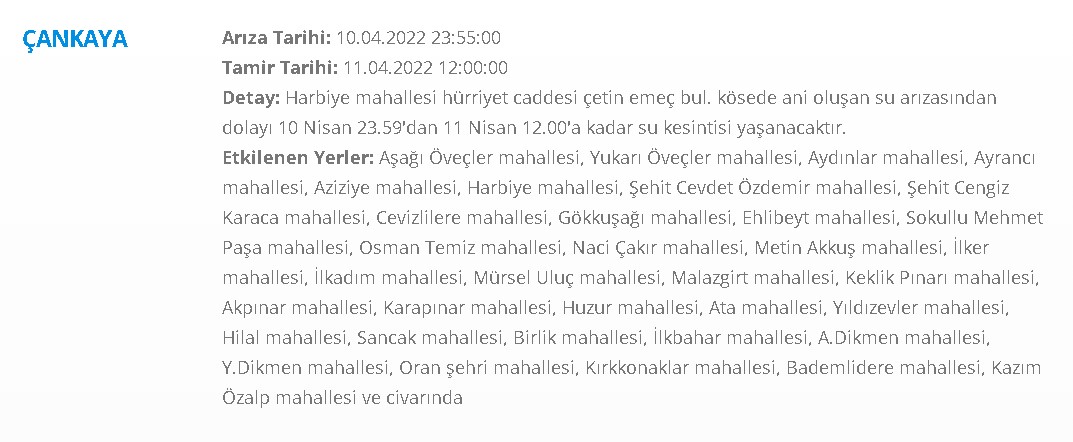 Başkan Mansur Yavaş Duyurdu: Ankara'da 12 Saatlik Su Kesintisi Yapılacak! Çankaya'da Sular Ne Zaman Gelecek?