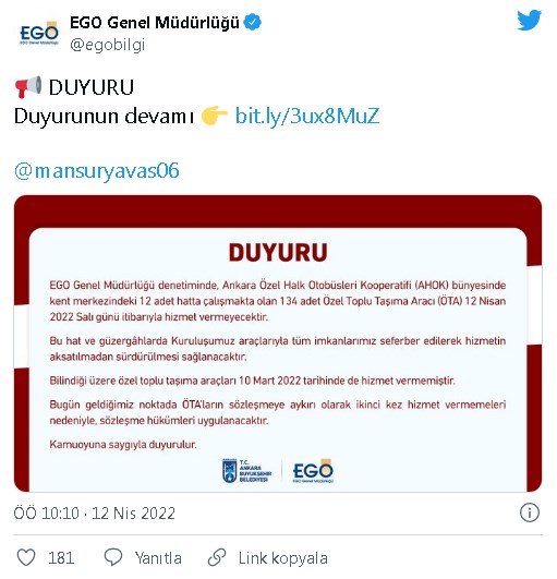 Ankara'da 134 Halk Otobüsü Çalışmama Kararı Aldı! Hangi Hattaki Otobüsler Çalışmıyor? EGO'dan Açıklama