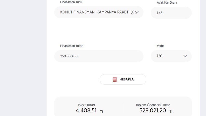 Konut kredisi değil ev finansmanıyla daire alacaklar için faizsiz 250.000 lira ayda kaç TL taksitle ödenir?