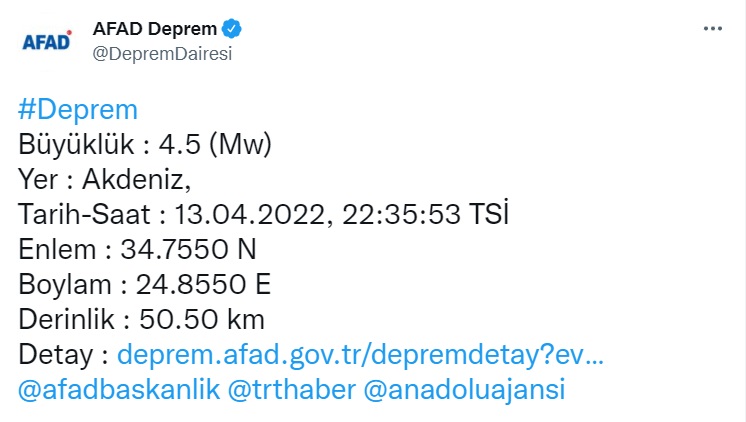 AFAD ve Kandilli Duyurdu, Akdeniz Depremle Sallandı! Deprem Nerede Oldu, Şiddeti Kaç Açıklandı?