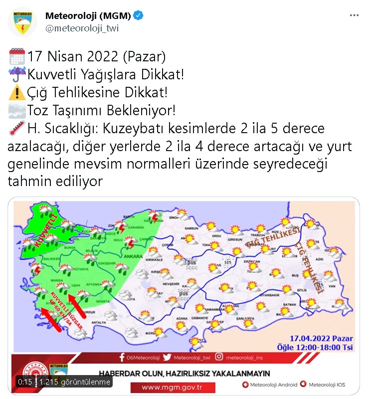 Meteoroloji Alarm Verdi! Bazı İlleri Sağanak Yağış, Bazılarını Toz Taşınımı Vuracak, Göz Gözü Görmeyecek!