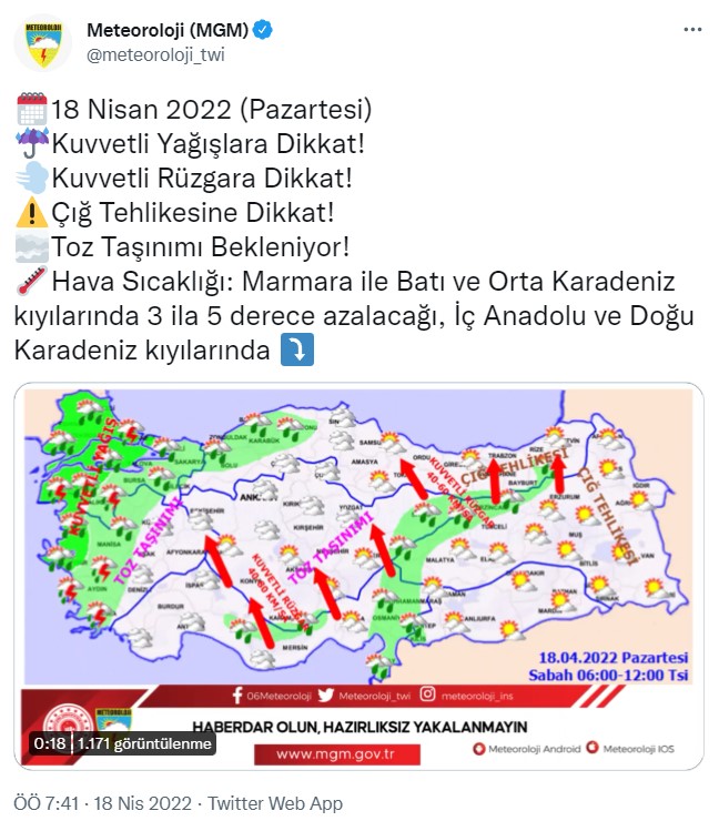 Meteoroloji Peş Peşe Uyardı: Toz Taşınımı, Sağanak Yağış, Çamur Yağmuru, Lodos, Fırtına!