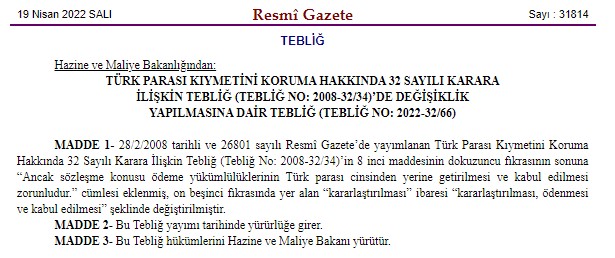 Maliye Bakanlığı Türk Lirasının Kıymetini Koruma Kanunu Değiştirdi, TL ile Satış Zorunluluğu Getirildi!