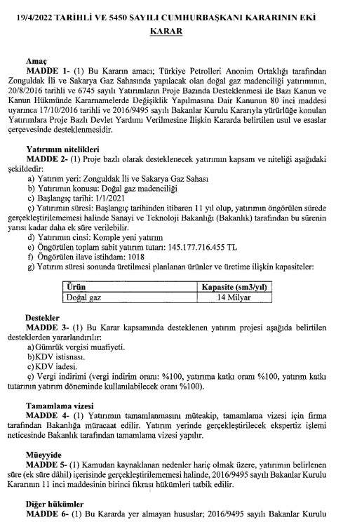 Zonguldak Gaz Sahası İçin Cumhurbaşkanı Erdoğan'dan Kritik İmza: Proje Bazlı Devlet Yardımı Verilecek!