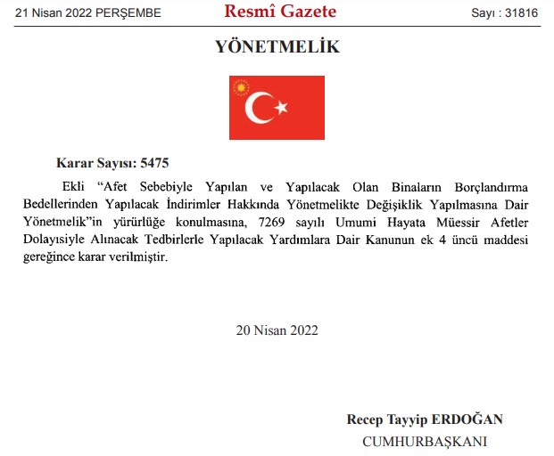 5475 Sayılı Cumhurbaşkanı Kararı İle Evini Yapana Yardım Yönetmeliği Değiştirildi!