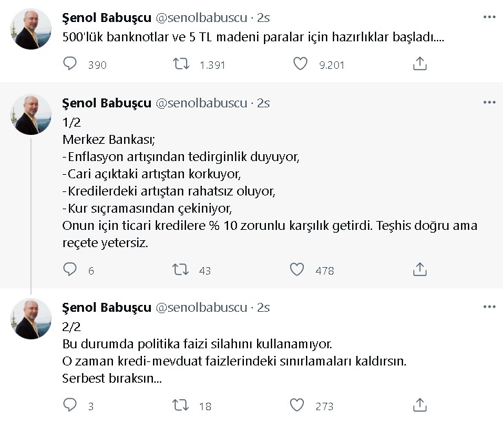 Ünlü Ekonomist Duyurdu: Merkez Bankası ve Darphane 500 TL' Banknot ve 5 Lira Madeni Para Basacak!