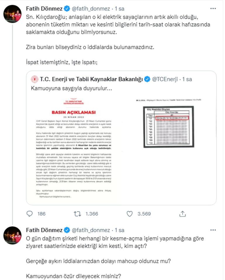 Bakan Dönmez, Kılıçdaroğlu'na Bu Sefer Belge ile Yanıt Verdi