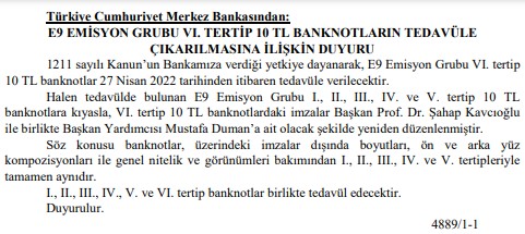 Resmi Gazete'de Bugün Yayımlandı! Merkez Bankası'ndan Yeni Banknot Kararı Resmen Açıklandı