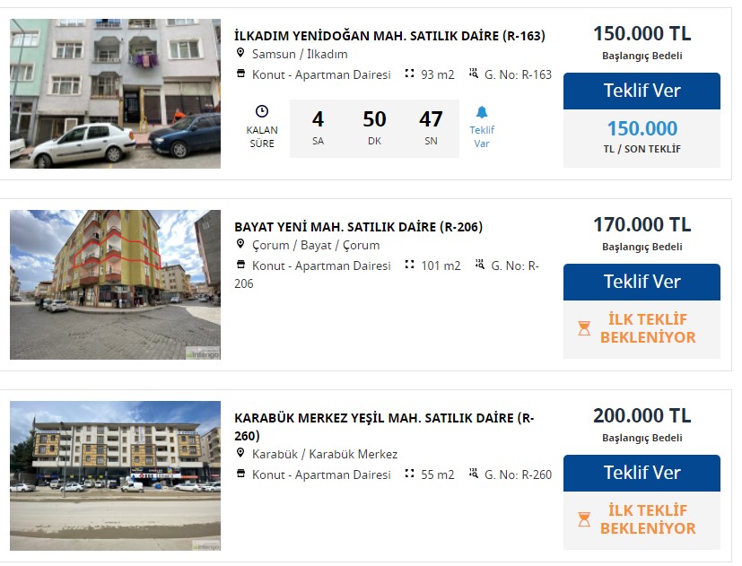 Denizbank Kelepir Gayrimenkul Satış İlanları: 150 Bin Liraya Apartman Dairesi, Satılık Dükkan 45.000, Arsa 40.000 TL