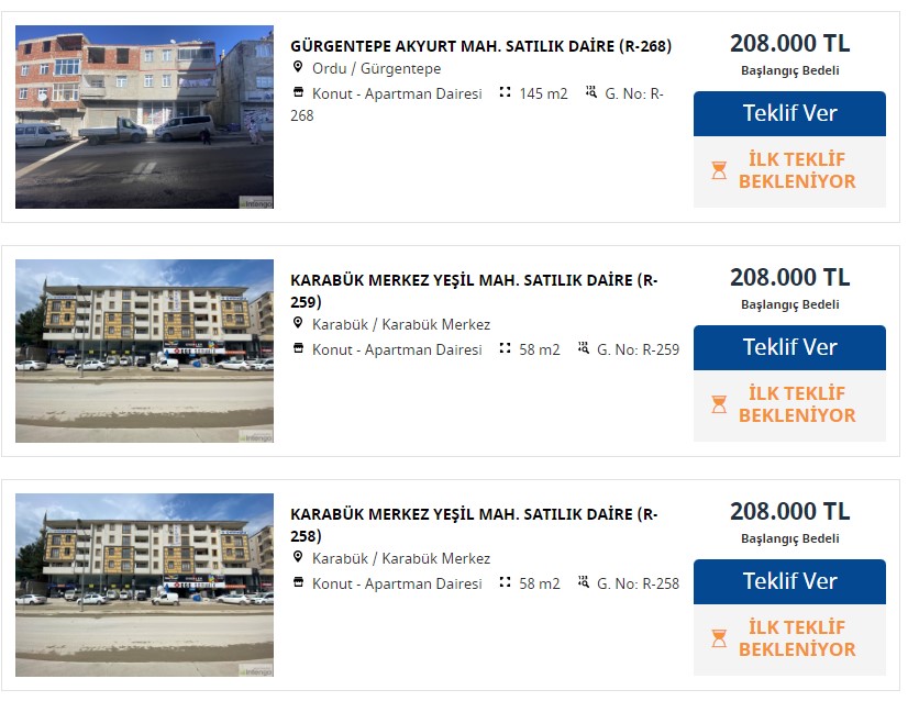 Denizbank Kelepir Gayrimenkul Satış İlanları: 150 Bin Liraya Apartman Dairesi, Satılık Dükkan 45.000, Arsa 40.000 TL