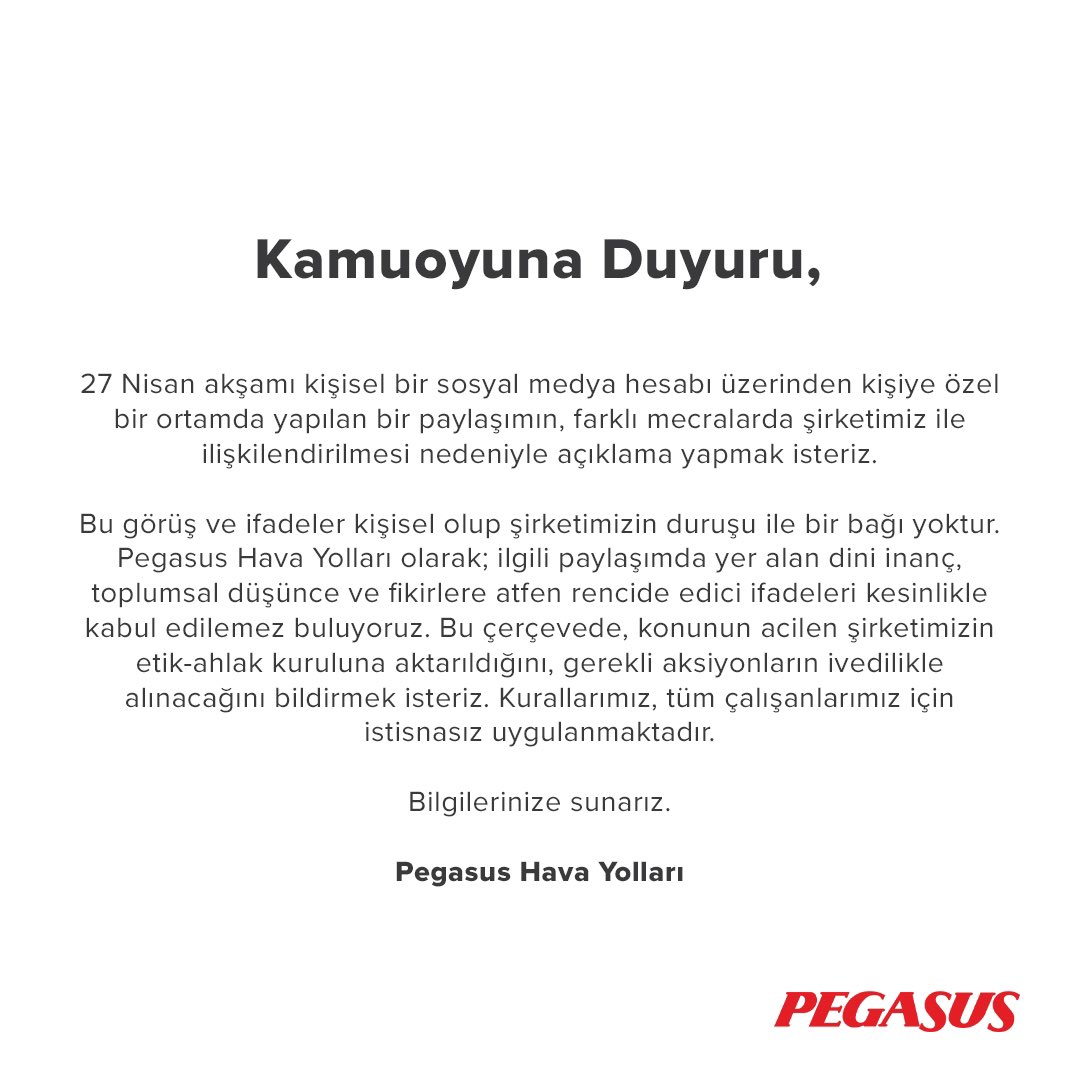 Pegasus'tan Kadir Gecesi Paylaşımlarıyla İlgili Açıklama Geldi