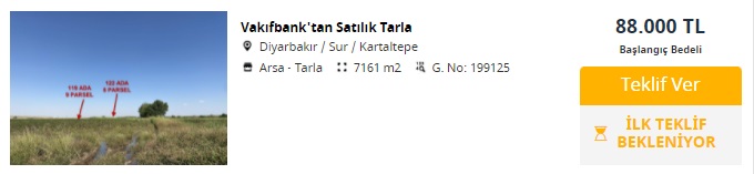 50 Bin TL İle 100 Bin TL Arası Fiyatlarla Satılık Gayrimenkuller! Vakıfbank Konut, Dükkan, Ofis, Tarla Satış İlanları!