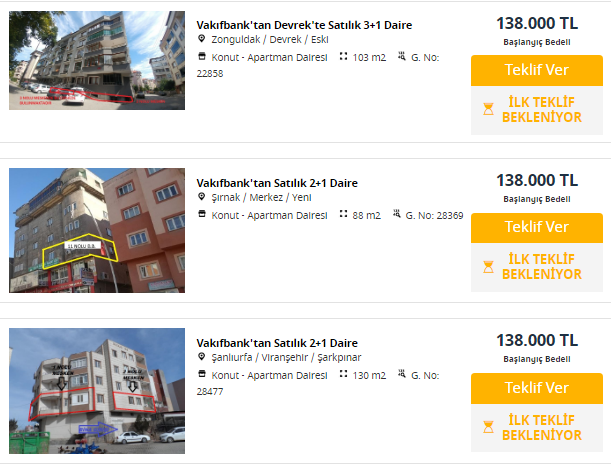 Bu fiyata başka ev yok! Vakıfbank'tan merkezde 138 bin TL'ye satılık apartman dairesi ilanları!