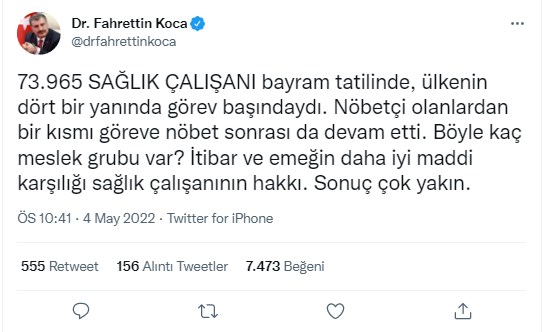 Bakan Koca Sonuç Çok Yakın Diyerek Sağlık Çalışanlarına Müjde Verdi