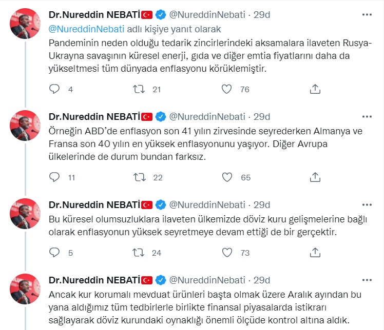 Döviz Kurlarını Kontrol Altına Aldık Diyen Maliye Bakanı Nureddin Nebati'den Yüksek Enflasyon Açıklaması!