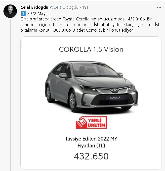 Asgari Ücretli 17 Sene Para Biriktirirse Ev Alıyor, 3 Adet Toyota Corolla 1 Konut Ediyor!