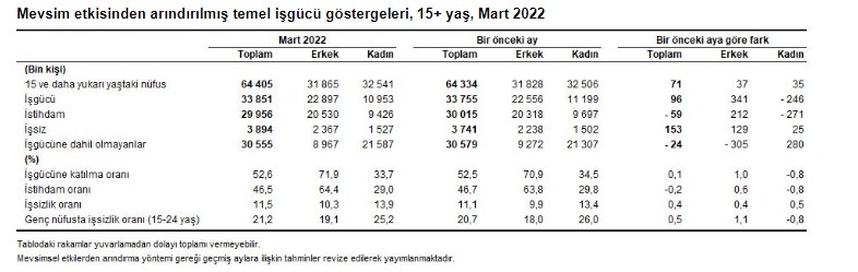 TÜİK Mart 2022 İşsizlik Rakamlarını Açıkladı