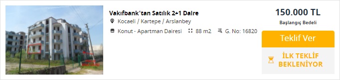 Düşük Faizli Konut Kredisi Desteği İle Kelepir Konut Satışı! Vakıfbank Bu Evleri 108 Bin TL'ye, 121 Bin TL'ye Satıyor!