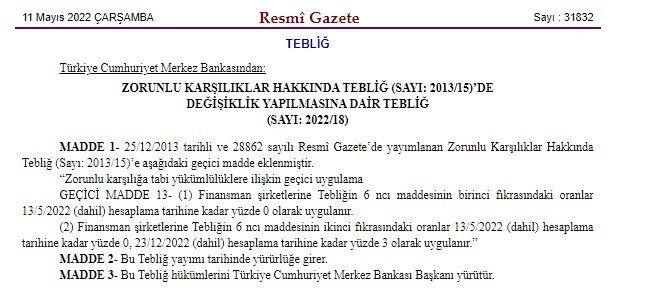 Merkez Bankası'ndan Son Dakika Zorunlu Karşılıklar Düzenlemesi! Finansman Şirketlerine Yeni Ayar Geldi