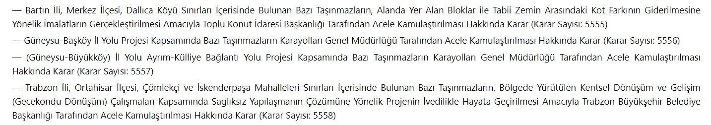 Cumhurbaşkanı İmzaladı, Resmi Gazete'de Yayınlandı! 3 İlde Farklı Projeler İçin Acele Kamulaştırma Kararları!