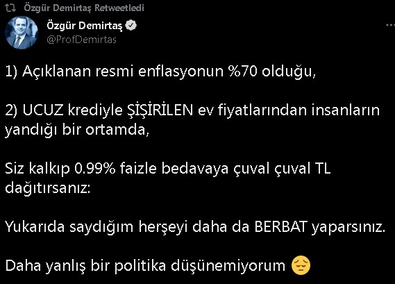 Bedavaya çuval çuval TL dağıtılıyor diyen Özgür Demirtaş'tan flaş konut kredisi yorumu geldi! Haklı çıkacak mı?