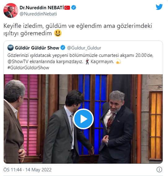 Bakan Nebati, TV'de yayınlanan skecini paylaşarak yorumladı: 'Işıltı' ayrıntısı dikkat çekti