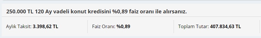 500.000 TL'lik 2. el daireye ayda 3400 TL taksitle konut kredisi devletten