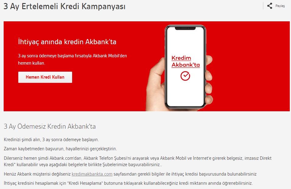 Akbank İhtiyaç Kredisi Kampanyası: Tek Tıkla, Zahmetsiz, Masrafsız 100.000 TL Nakit Para Anında Hesabında!