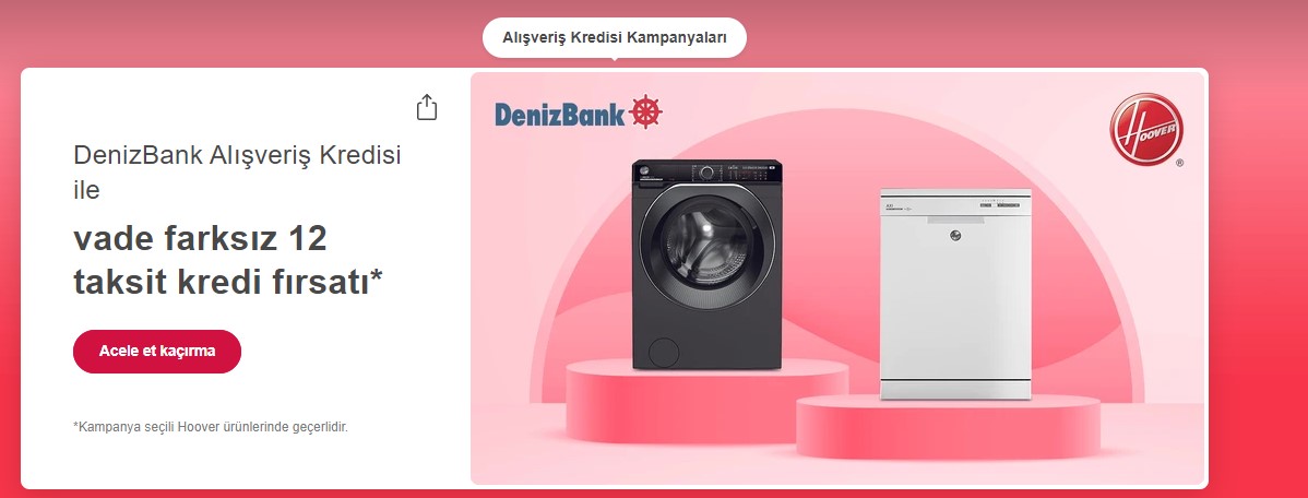 Denizbank Faizsiz Kredi Kampanyası: Cep Telefonu, Beyaz Eşya Alışveriş Kredisi İle 12 Ay Vade, Sıfır Faiz!