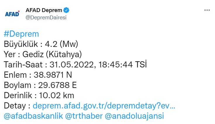 AFAD Ve Kandilli Son Dakika Deprem Açıklamaları! Kütahya Gediz Depremle Sallandı, İlk Bilgiler Duyuruldu!