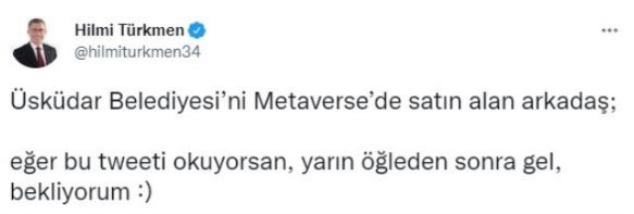 Üsküdar Belediyesi Metaverse'de satıldı: Belediye başkanı satın alan kişi için harekete geçti!