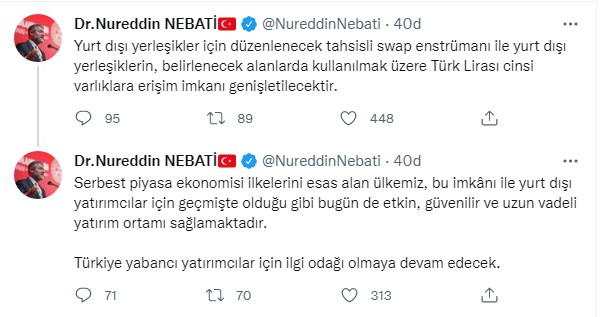 Maliye Bakanı Nebati'den TL duyurusu! Sosyal medya hesabından ilan etti