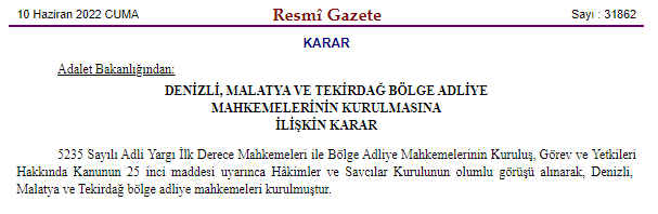 3 ilde istinaf mahkemesi kurulacak! Karar Resmi Gazete'de yayımlandı