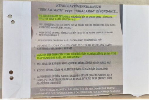 Emlakçılar kapı kapı gezip 'Evlerinizi ucuza vermeyin' broşürü dağıttı!